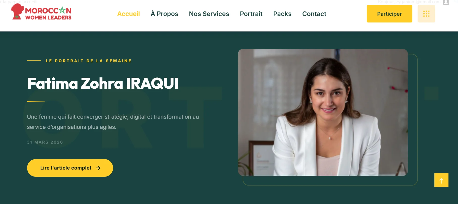Exemple première page site web MWL